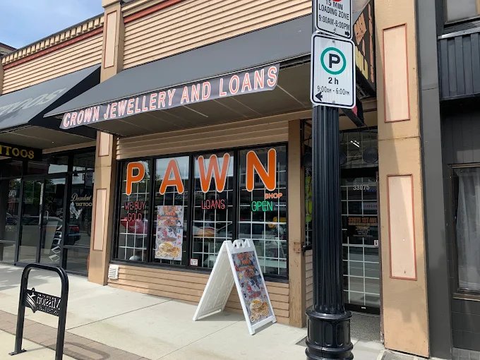 Crown Jewellery & Loans storefront on 1st Ave in Mission, BC